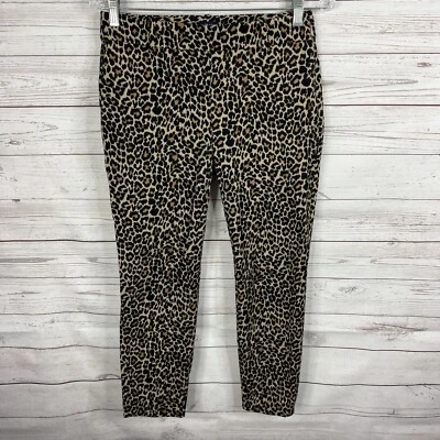 J. Pantalones Winnie ajustados Crew para mujer talla 2 estampado de leopardo cremallera lateral Foto 1 de 4