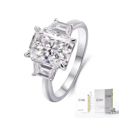 2cttw VS2 E Radiant Cut Lab-Grown Diamond Wedding Ring 14K Solid White Gold IGI - Image 1 of 4