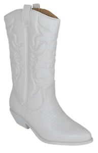 Soda Women Cowgirl Cowboy Western Stitched Boots Pointy Toe Knee High White RENO - Picture 1 of 2