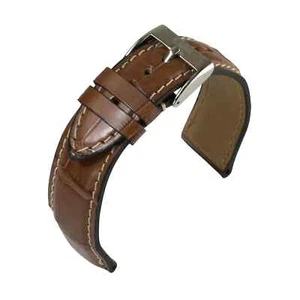 Bracelet Montre Alligator Cuir D’Alligator Brun Doré De Eulit / Eulux - 18 20 22 - Bild 1 von 1