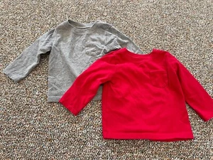 Garanimals Set of 2 Boys Gray & Red Long-Sleeved Tops 6-9M - Picture 1 of 3