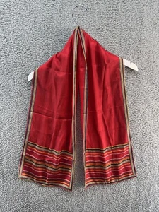 Liz Claiborne Semi Sheer Paisley Silk Scarf Burgundy Red Gold EUC - Picture 1 of 3