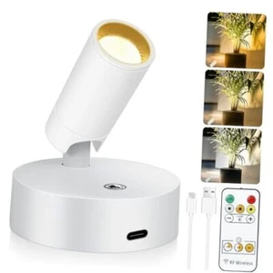 Wireless LED Spot lights Indoor Battery Operated with Remote, White - Picture 1 of 8