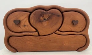 Jewelry Heart Wood Box Hidden Drawer Paul Yacoe Honeybrook Woods - Picture 1 of 15