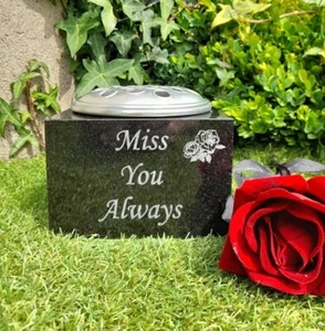 Personalised Granite Memorial Vase Grave Pot Flower Holder Cemetery Grave Vase - Picture 1 of 3