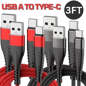 Braided USB Type-C USB-C to USB-A Fast Charge Cable Cord Charger Charging Sync - Picture 1 of 10