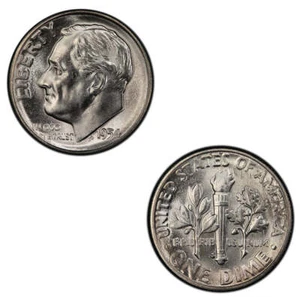 Moneda de diez centavos de plata Roosevelt 1954-S estado como nuevo - Imagen 1 de 3
