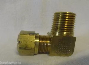 Copper Alloy 90 Deg Male Elbow Pipe to Tube 1/2" X 11/16" Nominal Thread size - Picture 1 of 6