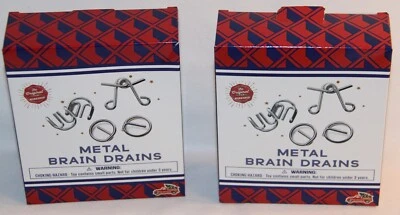 2 Boxes - METAL BRAIN DRAINS 6 Pcs Wire Puzzle Test Mind Logic Game Brain Teaser - Image 1 of 3