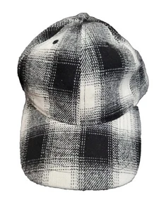 Time And Tru Black and White Plaid Cap Adjustable Black Strap Hat - Picture 1 of 5