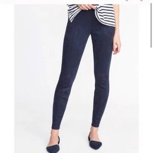LADIES EXTRA SMALL (XS) OLD NAVY STEVIE NAVY BLUE FAUX SUEDE LEGGINGS~PANTS~NEW - Picture 1 of 4