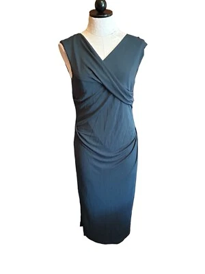 Lida Baday Women's Size Large Dark Aqua V-Neck Sleeveless Career Wedding Midi - Image 1 of 4