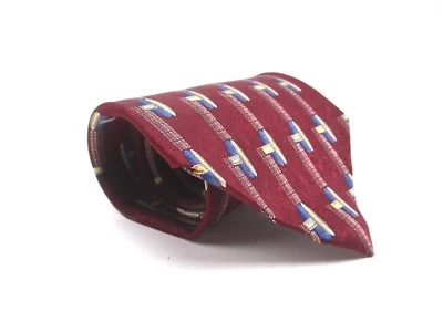 Corbata de seda Adolfo granate multicolor geométrica nueva 58 x 4 Foto 1 de 3