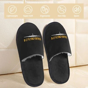B-17 Flying Fortress Furry Slippers Men's Slippers Plush Home Slippers - Picture 1 of 10