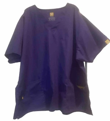 Wonder Wink Origins Women’s PURPLE Medical Scrub Top Pockets V-Neck 3XL - Image 1 of 4