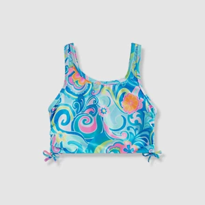 Breaking Waves Girl's Blue Retro Floral Print Top Swimwear Size 12 - Picture 1 of 3