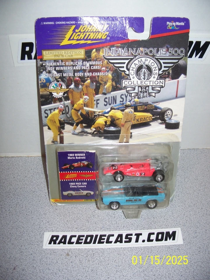 #2 Mario Andretti 1969 ganador Indy 500/Camaro Pace Car 1/64 Johnny Lightning Foto 1 de 1