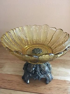 vintage yellow stained glass candy dish - Picture 1 of 3