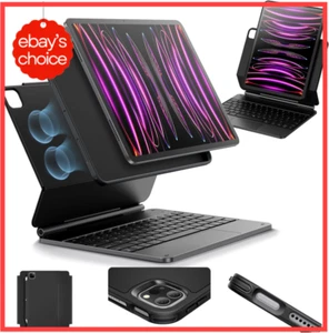 iPad Pro 12.9 Case Keyboard Magnetic Stand Raised Modes Protective Case Black - Picture 1 of 12