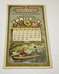 1872 Antique Victorian HOME INSURANCE CO. Lithograph Print July Calendar page - Picture 1 of 6