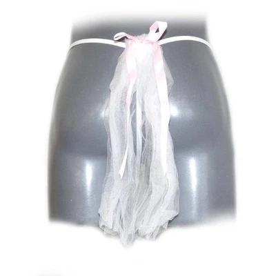 Lace Floral Low Rise Sissy Strings Pouch Veil with Satin (M) - Bild 1 von 4