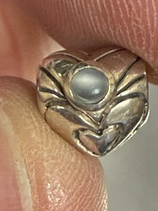 Vintage Herz Mondstein Cabochon Sterling Silber 925 Sammlerstück Charm 7084 - Bild 1 von 4