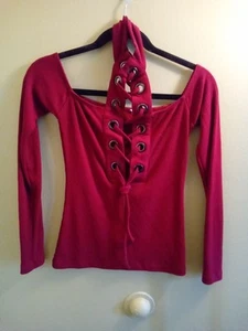 Girocollo donna S rosso spalle scoperte manica lunga stringato collo rave grunge gorpco - Foto 1 di 3