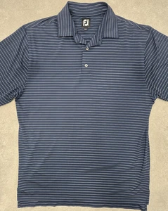 footjoy Golfhemd Large Herren Navy Blau Gestreift Polo Kurzarm Knopfleiste - Bild 1 von 12