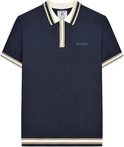 Lambretta Baggio Tipped Knit Polo Navy - Picture 1 of 3