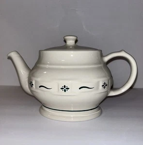 Tetera de cerámica Longaberger tejida tradiciones verde herencia - Imagen 1 de 12