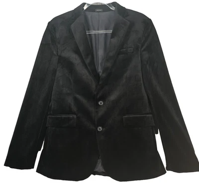 J Ferrar Velvet Blazer Mens 40R Black Slim Fit Versatile Event or Casual Jacket - Image 1 of 4