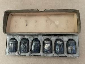 Vintage SCS CO Sterling Silver Miniature Salt Shakers w/ Box 6pcs - Picture 1 of 8