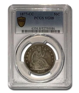 1877-CC Liberty Seated Half Dollar VG-8 PCGS - Picture 1 of 5