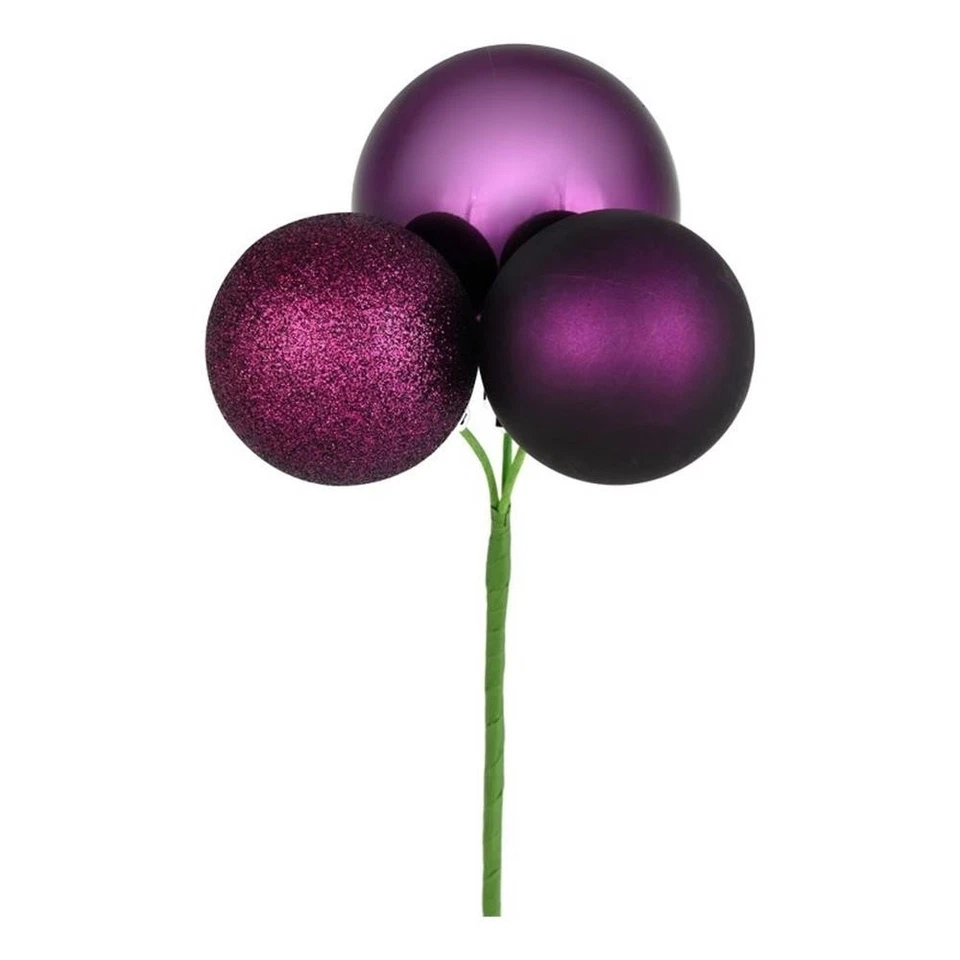 Рождественские медиаторы Vickerman 18 дюймов с пластиковым шариком сливово-фиолетовые (набор из 4) - Изображение 1 из 1