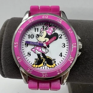 Minnie Mouse Accutime Watch for Girls Analog Time Learning Silicon Pink Band - Picture 1 of 18