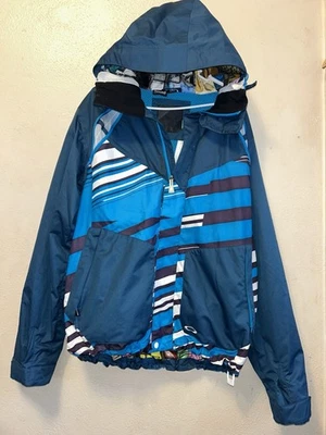 Oakley Shell Jacket Large Thinsulate Blue Navy Striped Size Large Snow Jacket  - Image 1 of 4