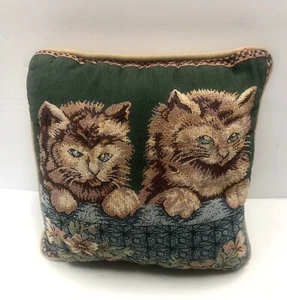Coppia di Gatti Arazzo Vintage Cuscino Getto Decorativo Gatto 12" Quadrato con Occhi Blu - Foto 1 di 16