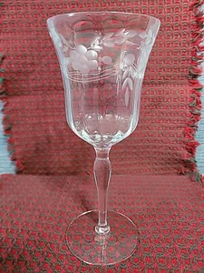 CALICE ACQUA/VINO VETRO INCISO TRASPARENTE DANUBIO CALICE VINTAGE - Foto 1 di 7