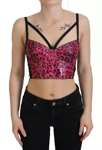DOLCE & GABBANA Top Pink Leopard Print Cropped Bustier Corset IT40/US6/S 1050usd - Picture 1 of 8