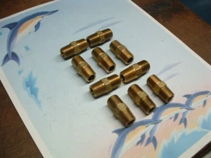 10 NEW BRASS NIPPLE CONNECTOR PIPE FITTINGS MALE 1/4" X 1/4" NPT COILHOSE USA - Picture 1 of 3