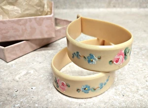 Vintage 1940's Pair Hand Painted Celluloid Baby Carriage Blanket Clips - Picture 1 of 5