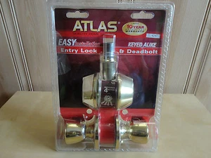 NEW Atlas Satin Chrome Classic Entry Knob and Deadbolt Combination - Picture 1 of 11