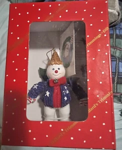 2002 Dillard’s Mr. Bingle Snowman RESIN ornament W Box SWINGING ARMS - Picture 1 of 2