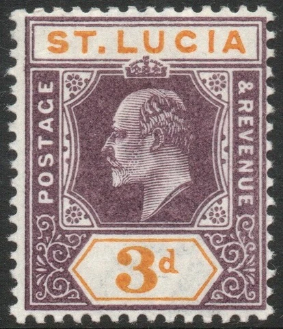 ST LUCIA-1902-03 3d Dull Purple & Yellow Sg 61 LIGHTLY MOUNTED MINT V46339 Cover