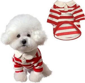 Stripe Dog Polo Shirts Premium Cotton, Polo T-Shirts for Large Medium Small Dogs - Picture 1 of 11