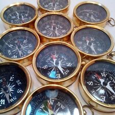 LOT OF 50 NECKLACE STYLE ANTIQUE BRASS WORKING COMPASS NAUTICAL 37 mm GIFT