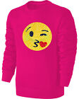 Kinder Wendepailletten Sweatshirt Emoticon Kussmund / Lachtrnen Mdchen - Pink