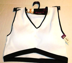 Womens Bralette Medium White w/ Black Trim W/ Removable Pads Seamless - Picture 1 of 7