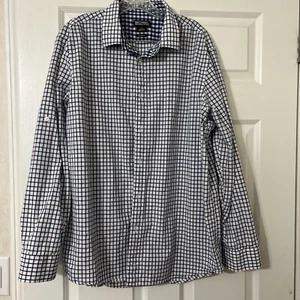 Michael Kors Men’s Dress Shirt Blue White Plaid Tailored Fit XL Extra Large - Picture 1 of 5