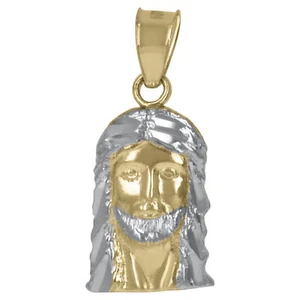 Ciondolo uomo Gesù religioso in oro bicolore 10 kt - Foto 1 di 1